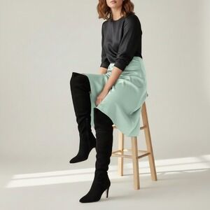 Dolce‎ Vita Boots Women's 6.5 Black Suede Thigh High Heeled Shoes Anthropologie
